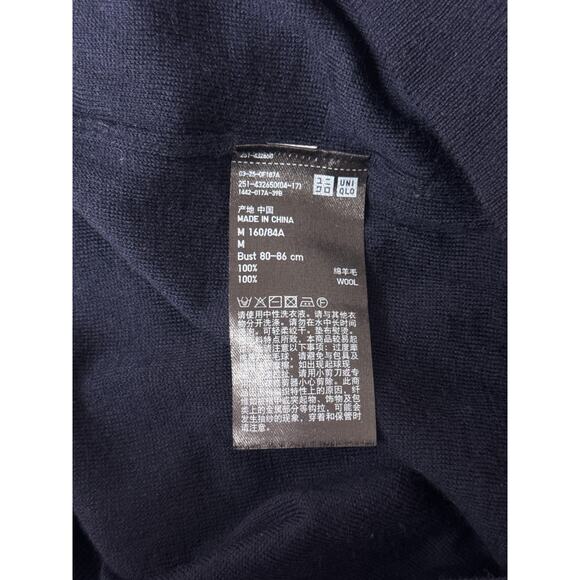 Jil Sander x Uniqlo Sweater Medium Mens 100% Wool Navy Blue Turtleneck - Picture 8 of 8